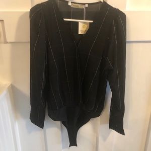 SOLD Black wrap front bodysuit